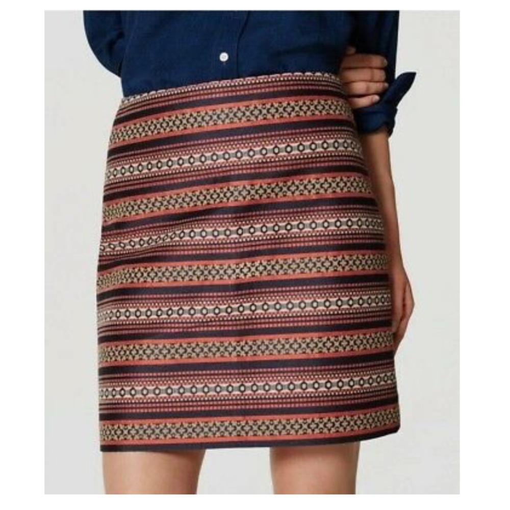 ⭕️Sold⭕️Ann Taylor Loft Caramel Stripe Skirt 2 Petite